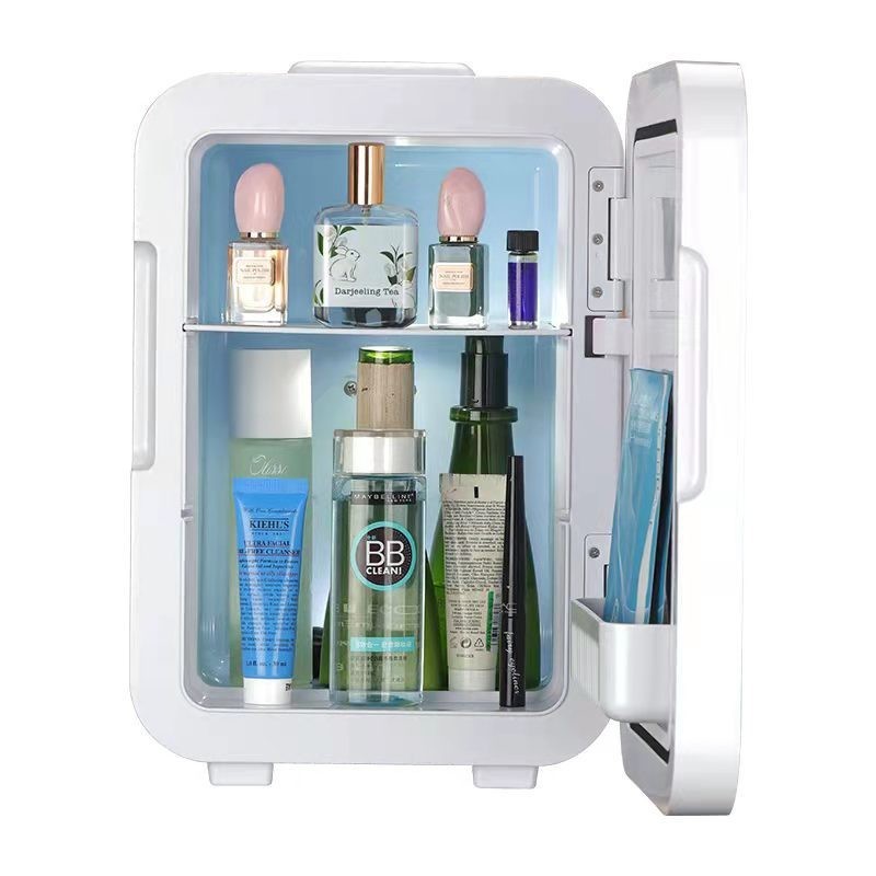 跨境欧美10L镜面带LED灯化妆品美妆迷你台式电冰箱车家两用图3