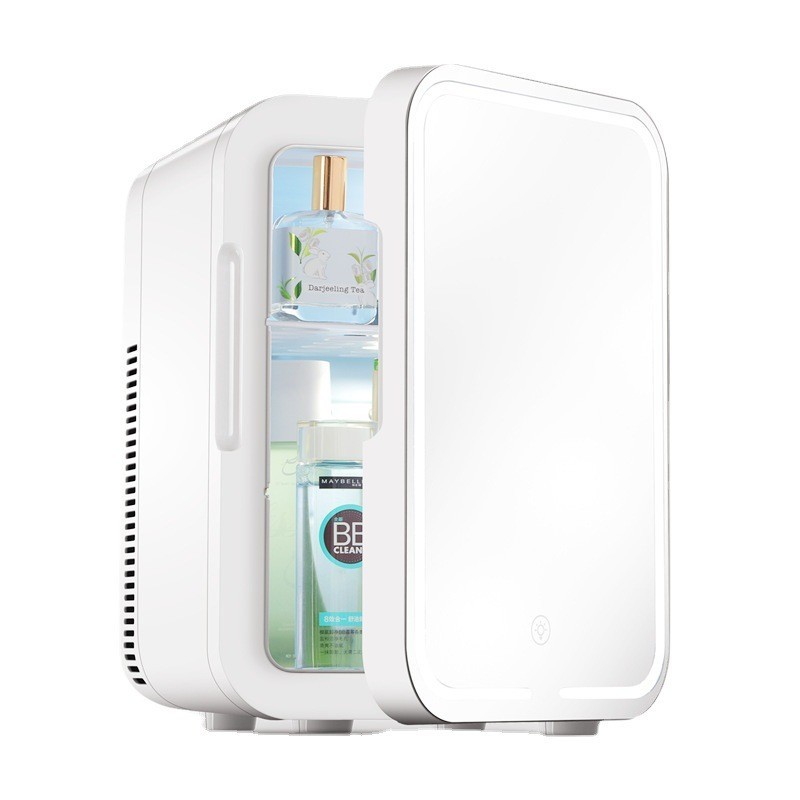 跨境欧美10L镜面带LED灯化妆品美妆迷你台式电冰箱车家两用图2