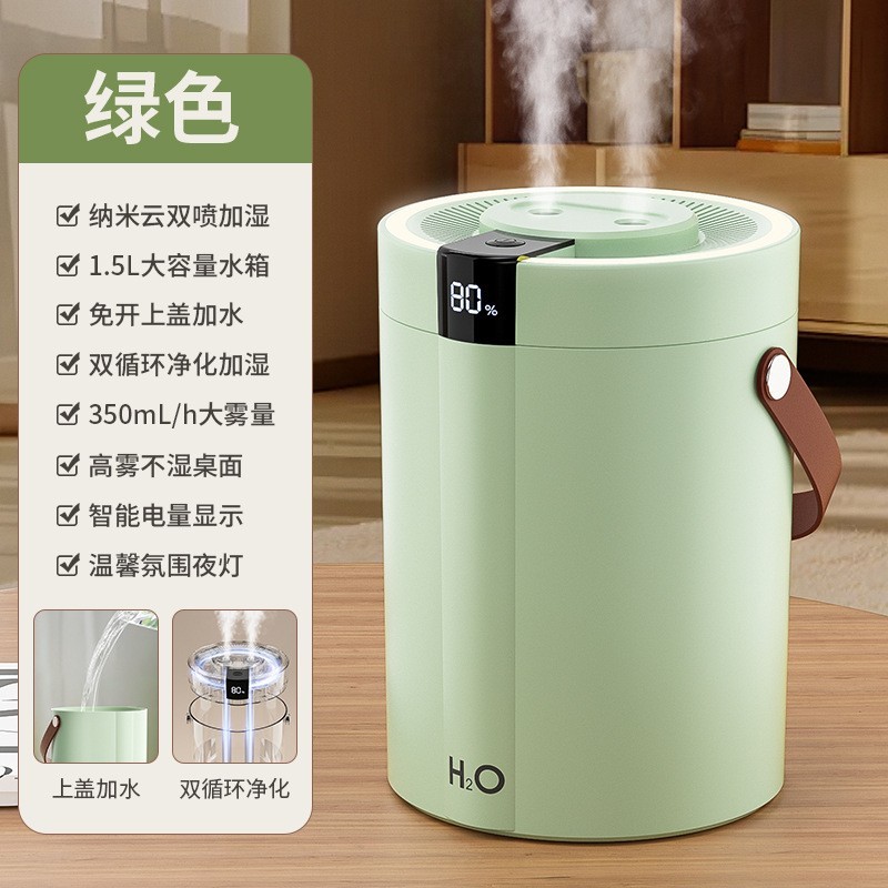 新款小型加湿器大容量双喷雾无线家用静音便携办公室卧室桌面大雾图2