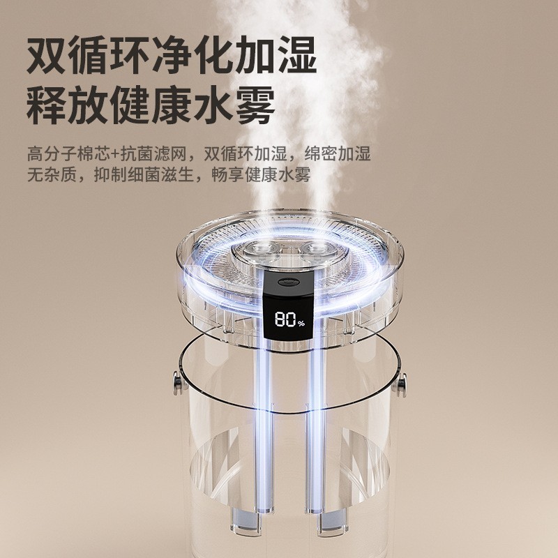 新款小型加湿器大容量双喷雾无线家用静音便携办公室卧室桌面大雾图3