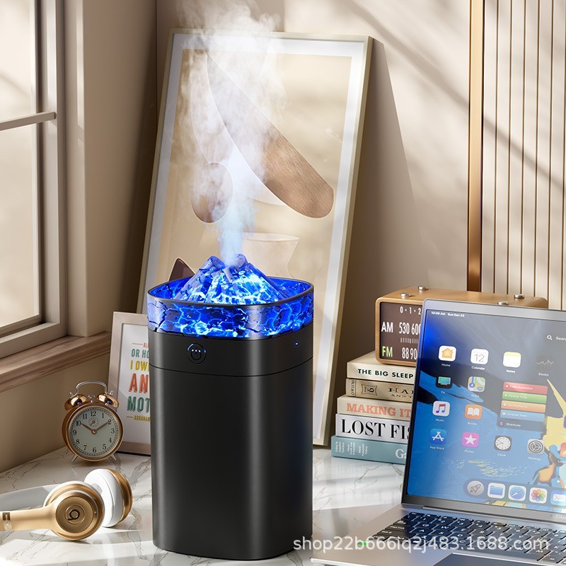 定制仿真火山加湿器裂纹香薰机家用便携七彩氛围灯桌面办公加湿器图4