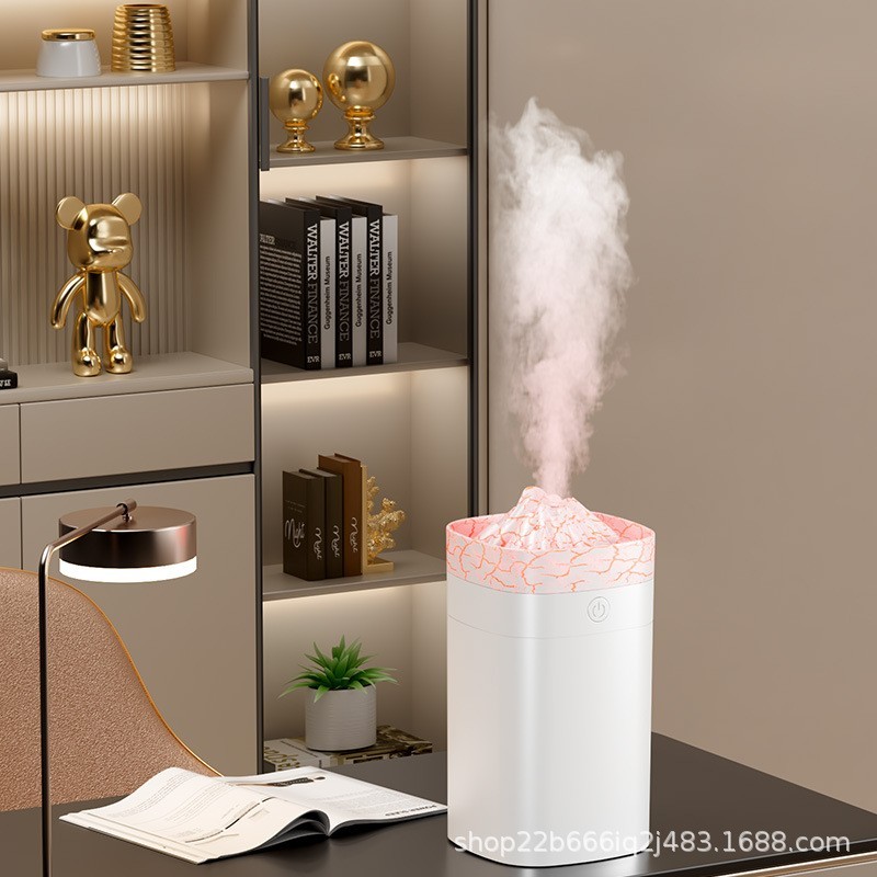 定制仿真火山加湿器裂纹香薰机家用便携七彩氛围灯桌面办公加湿器图5