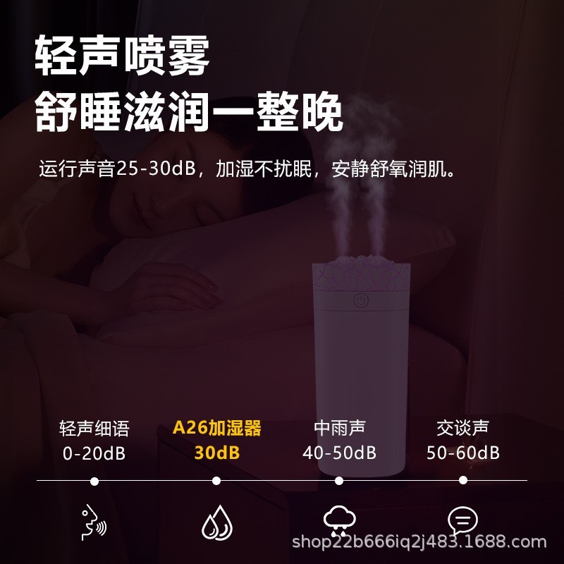 新款仿真火焰裂纹火山加湿器家用卧室桌面大雾量七彩氛围灯香薰机图3