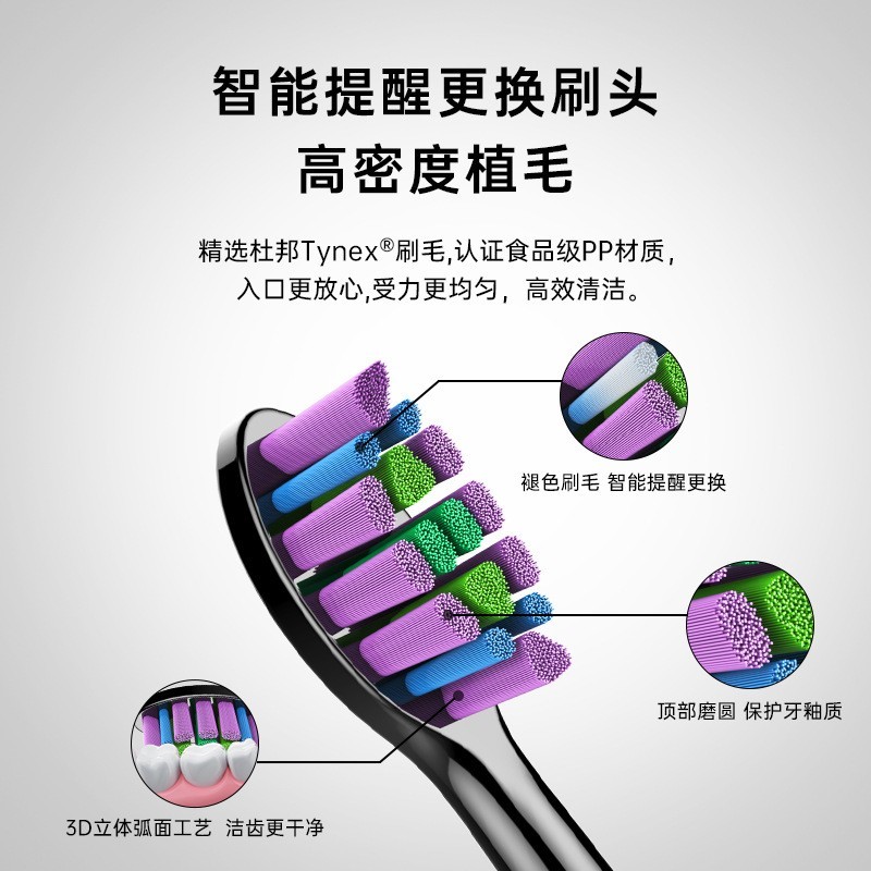 轻定制成人智能声波超长续航 便携电动牙刷 跨境电商中性英文包装图4