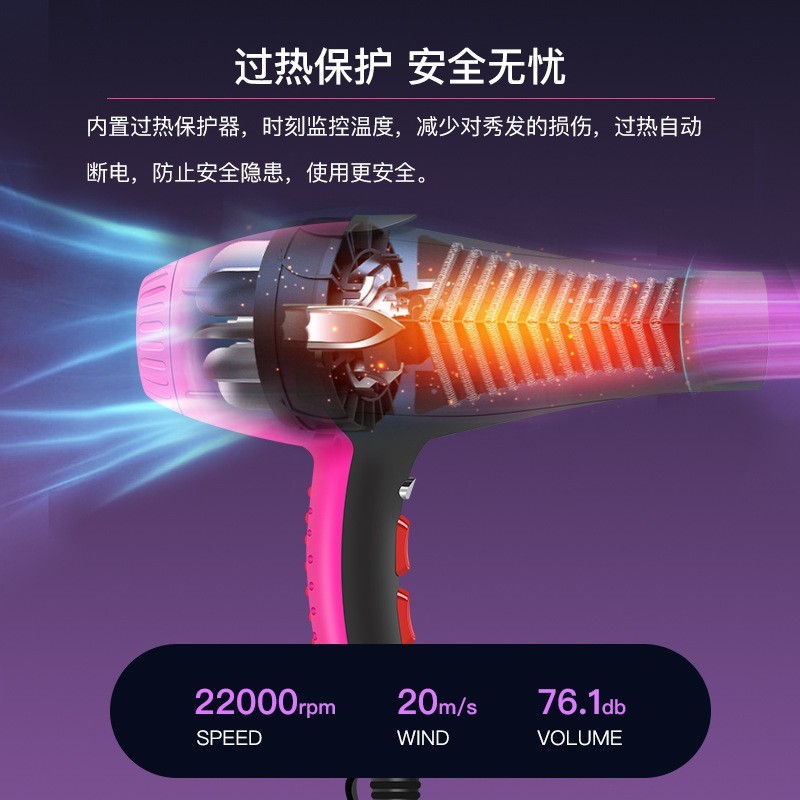 跨境大功率吹风机发廊家用负离子电吹风快速干发造型男士吹风筒图3