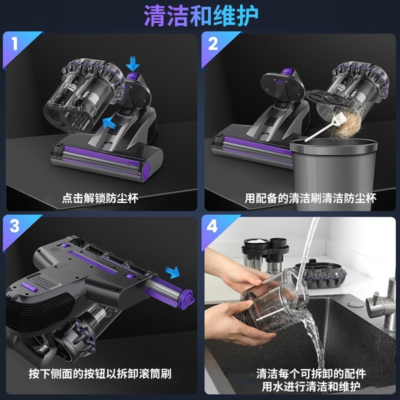 跨境新品除螨仪双尘杯双屏数显紫外线杀菌去螨虫家用床上吸尘器图4
