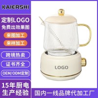 定制600ml高颜值全玻璃花茶壶 迷你多功能家用炖煮一体养生壶