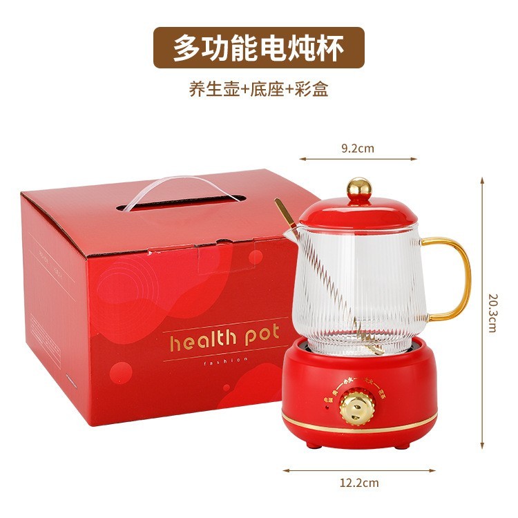 定制600ml高颜值全玻璃花茶壶 迷你多功能家用炖煮一体养生壶图4