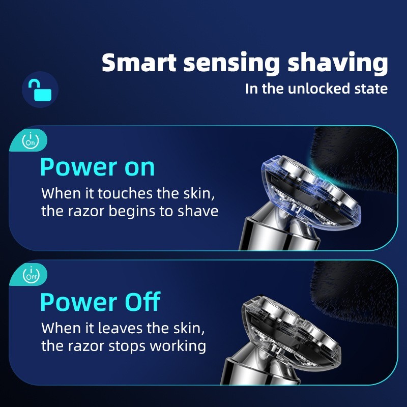 电动剃须刀三刀头刮胡须刀智能感应TYPE-C充电厂家图3