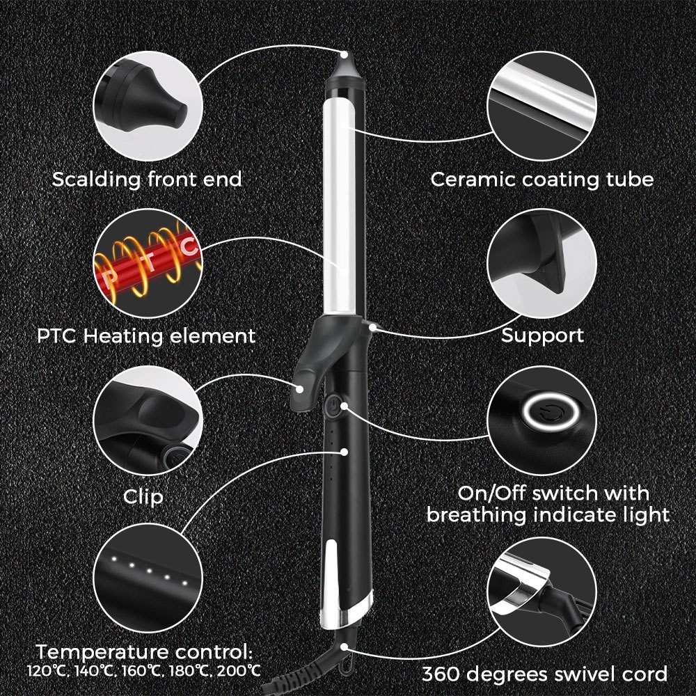 多管径卷发棒PTC加热陶瓷涂层快速升温5档控温波浪卷烫发器图6