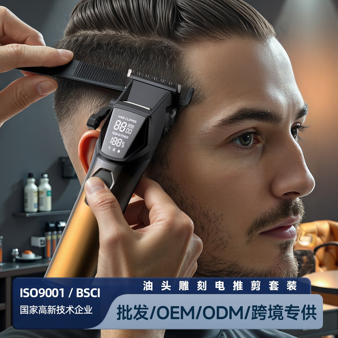 定制跨境多合一电动理发器套装数显多功能家用理发USB快充电推剪图5