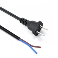 黑色0.75平方3C认证纯铜国标电源插头线两扁单头两芯裸线尾连接线