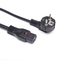 16A欧规三插电源线线弯头品字尾插头线欧标烟斗插欧式自锁C13