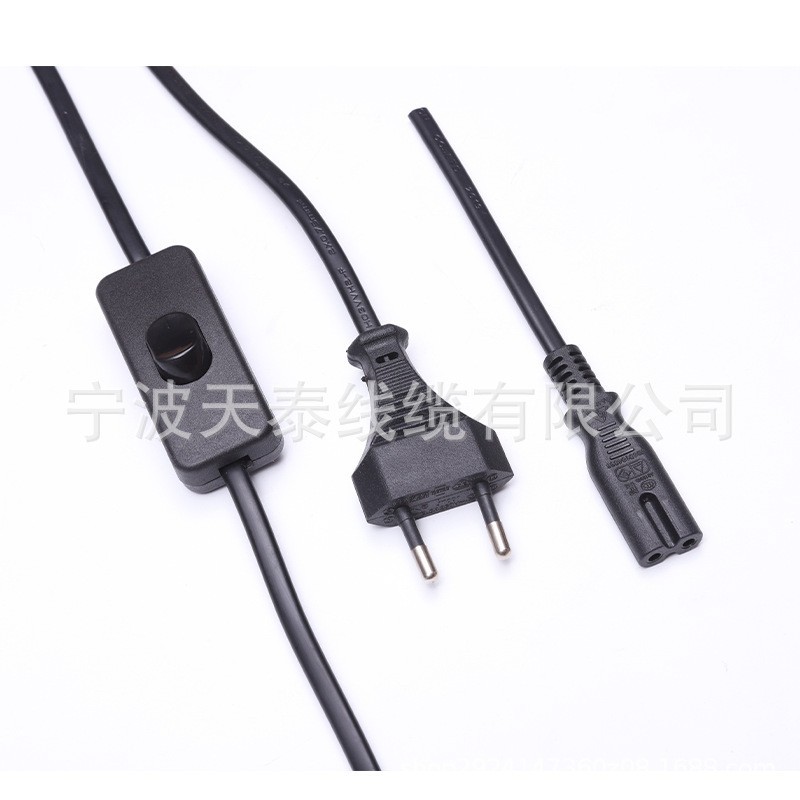 欧规VDE认证插头二插303开关编织线二芯插头裸线尾电源线插头图4