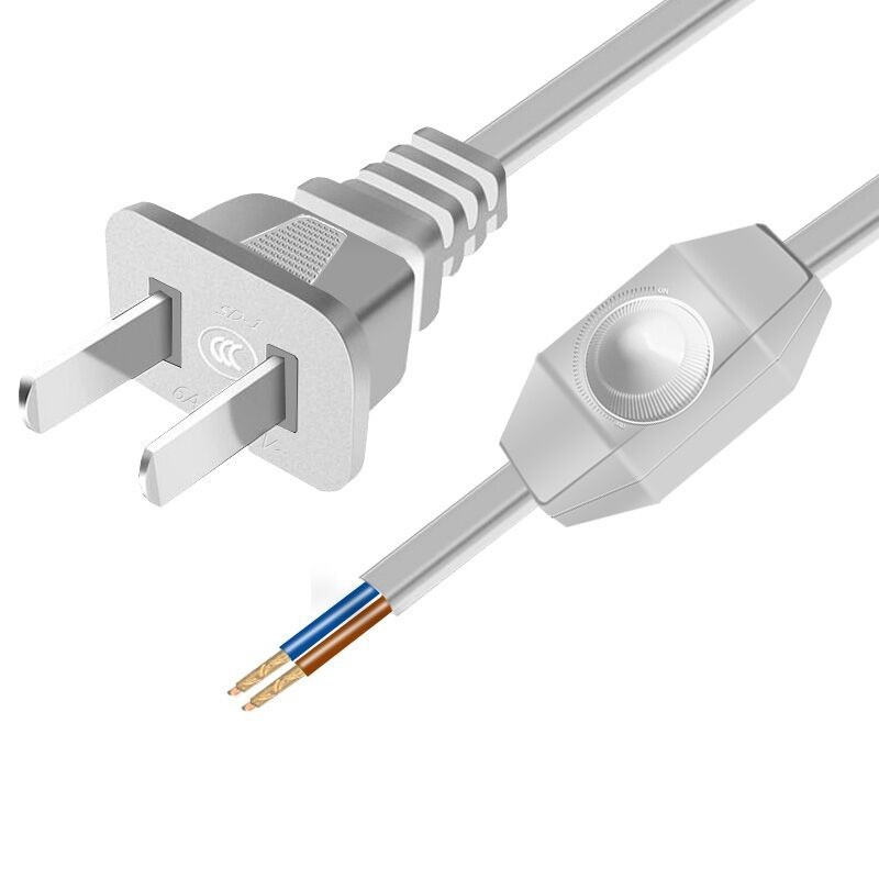 实力工厂3C认证调光开关电源线扁插电源线两脚插头带2芯台灯纯铜图4