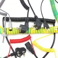 定制三芯电源线 PU材质弹簧电源线 TPU弹簧线 两芯插头电源线