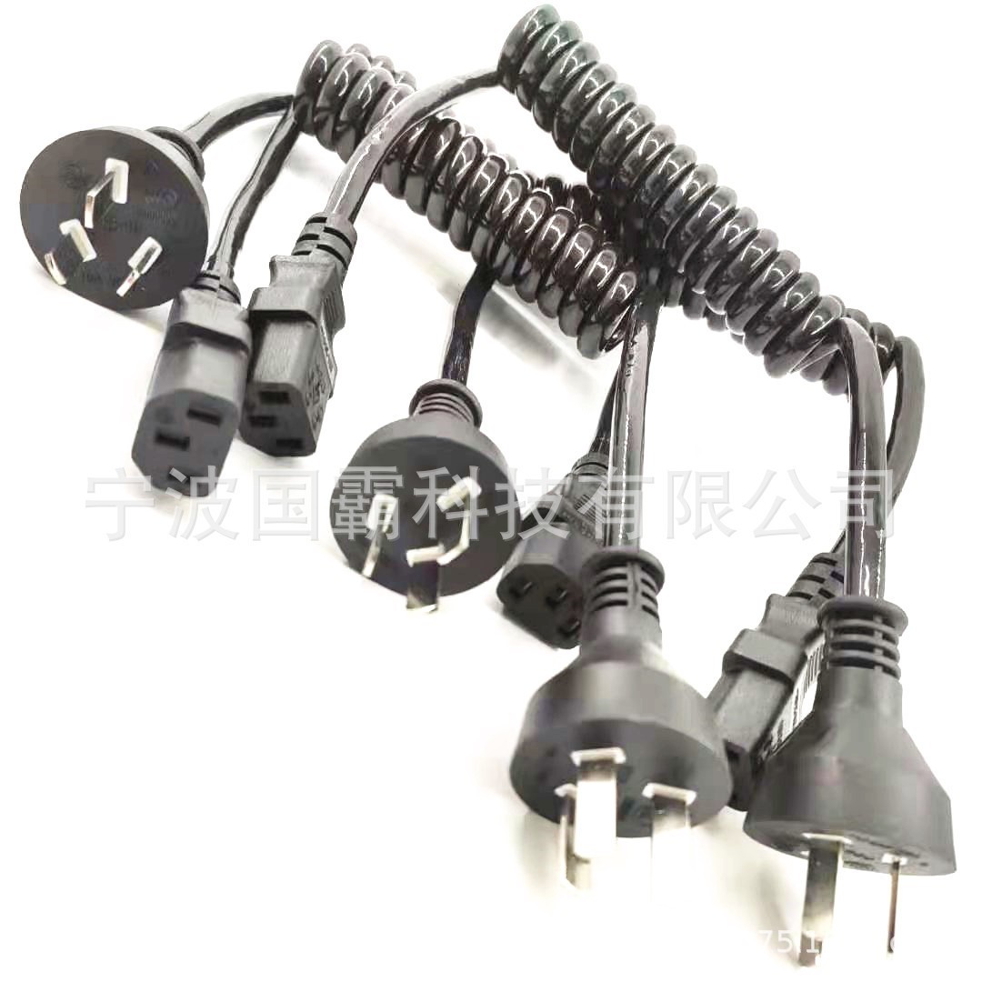 定制三芯电源线 PU材质弹簧电源线 TPU弹簧线 两芯插头电源线图5