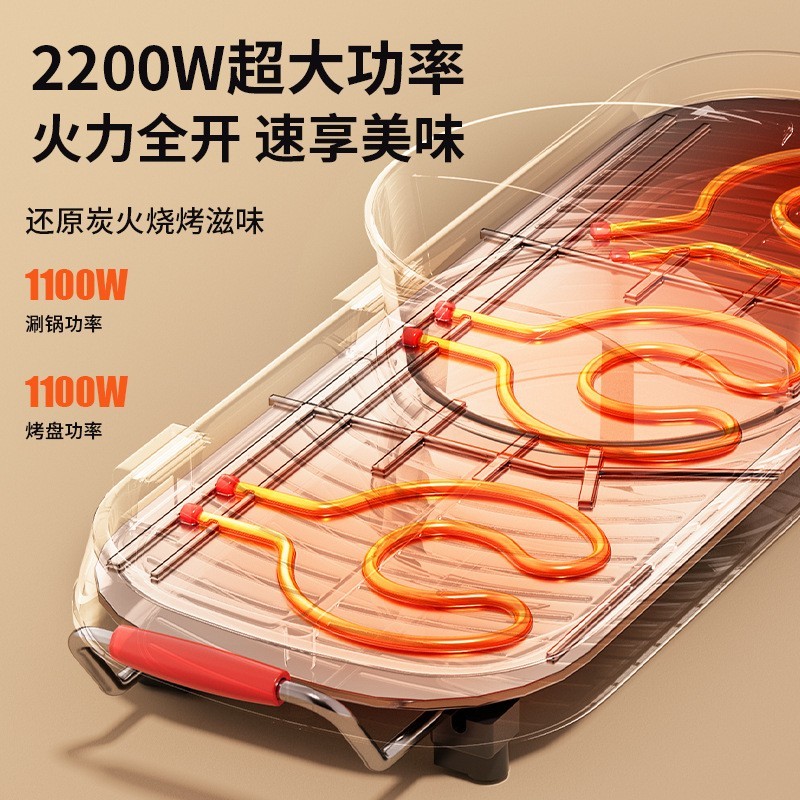 定制多功能电烤炉涮烤烧烤一体电火锅无烟韩式电烤炉鸳鸯锅火锅图4