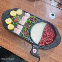 加工定制烤涮一体锅烧烤火锅多种功能涮烤 锅电烤盘家用烤肉锅