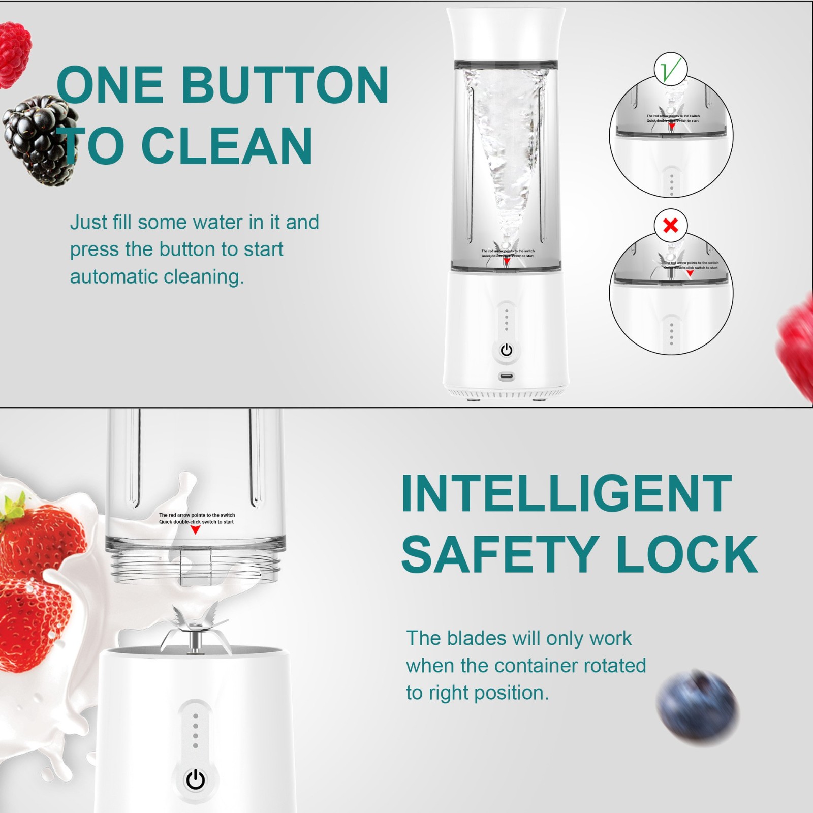 跨境优选便携式水果榨汁机 小型电动果汁杯可充电多功能搅拌杯图3