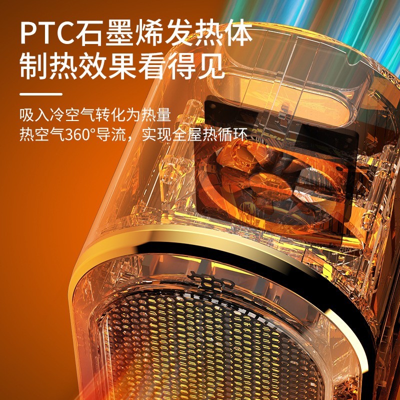 工厂定制智能桌面暖风机PTC小太阳取暖器家用学生宿舍取暖器跨境图5