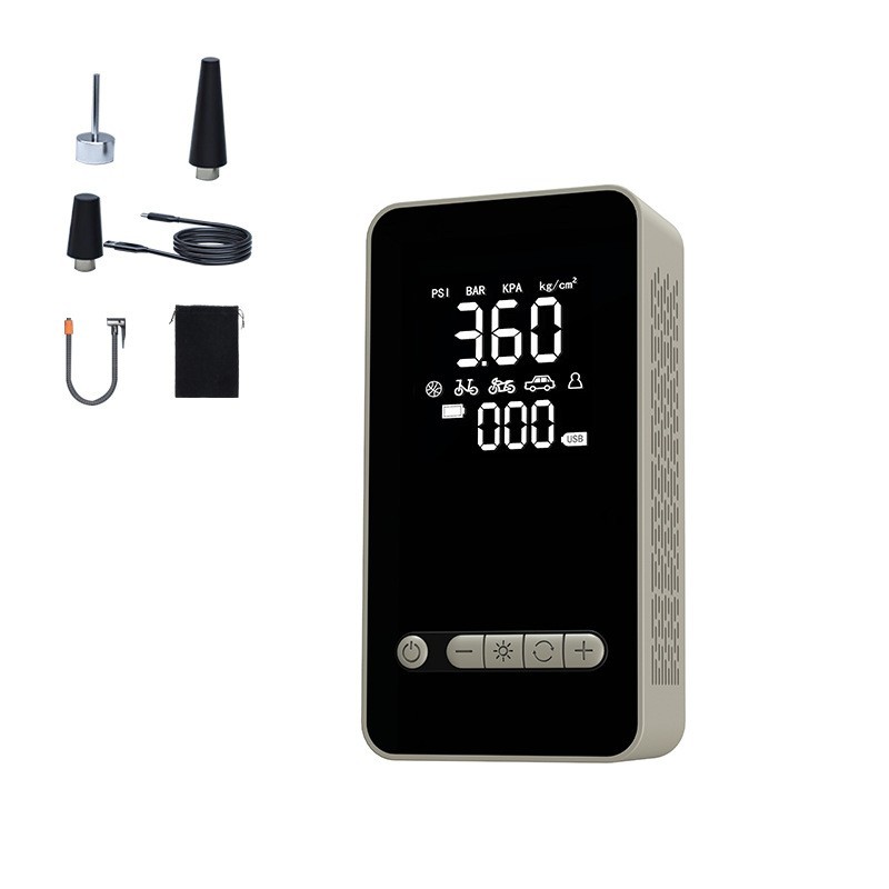 便携式汽车自行车车载充气泵无线数显带警示灯打气泵图2