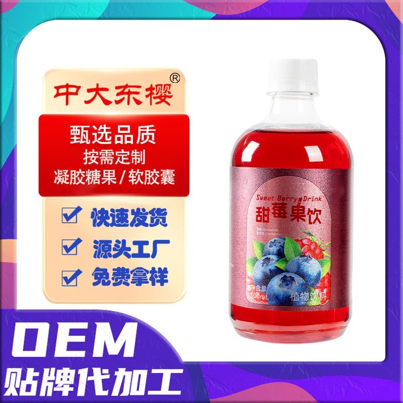 定制蓝莓果蔬汁原浆鲜果冷榨百香果汁益生元高膳食纤维蓝莓原浆图3