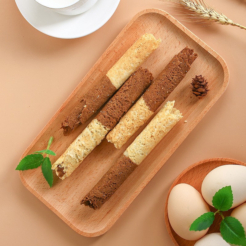 手工鸡蛋卷彩虹蛋卷饼干网红怀旧零食休闲双色蛋卷贴牌定制图5