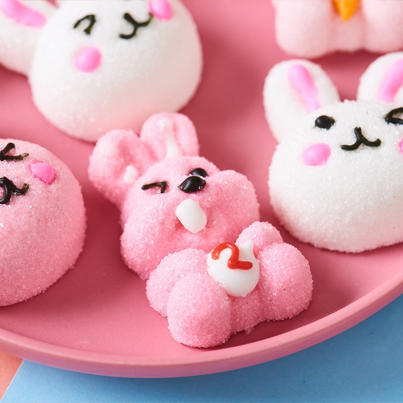 兔年高颜值生肖软糖棉花糖定制卡通动物造型新式软糖手工裱花图4