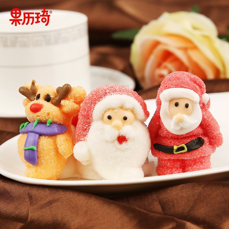 果历琦棉花糖圣诞节糖果礼品定制 礼盒装儿童水果味新式软糖OEM