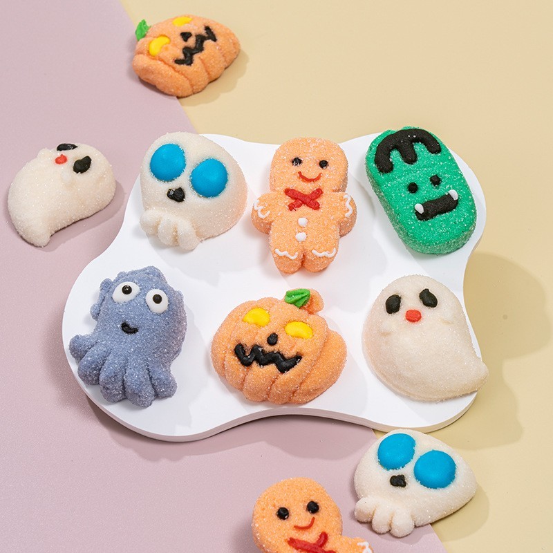 万圣节高颜值卡通棉花糖定制骷髅头南瓜造型散称糖果可定制图3