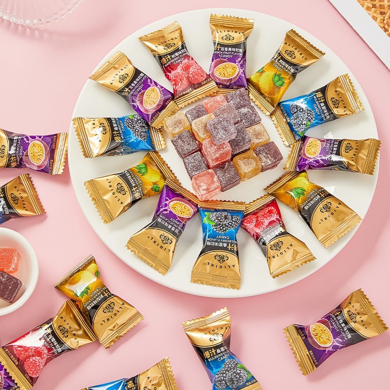 爆浆水果软糖什锦夹心喜糖中秋送礼团购休闲零食厂家爆浆软糖图3