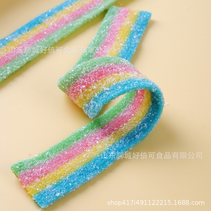 厂家生产长条糖定制礼盒包装彩虹夹心酸条糖橡皮糖软糖五彩长条糖图5