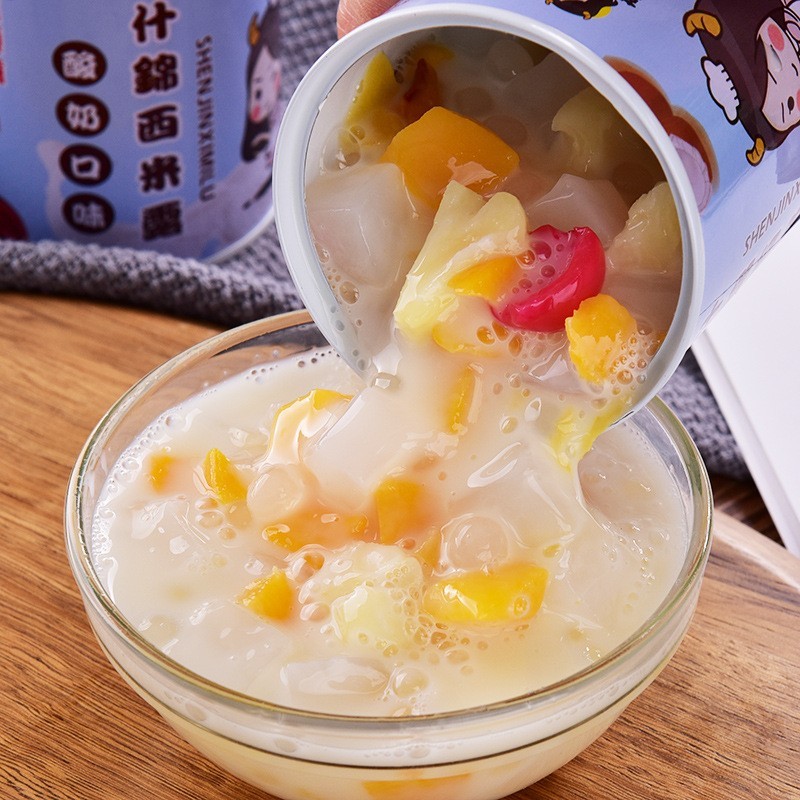 西米露什锦罐头新鲜水果酸奶杂果罐头餐饮午后零食图3