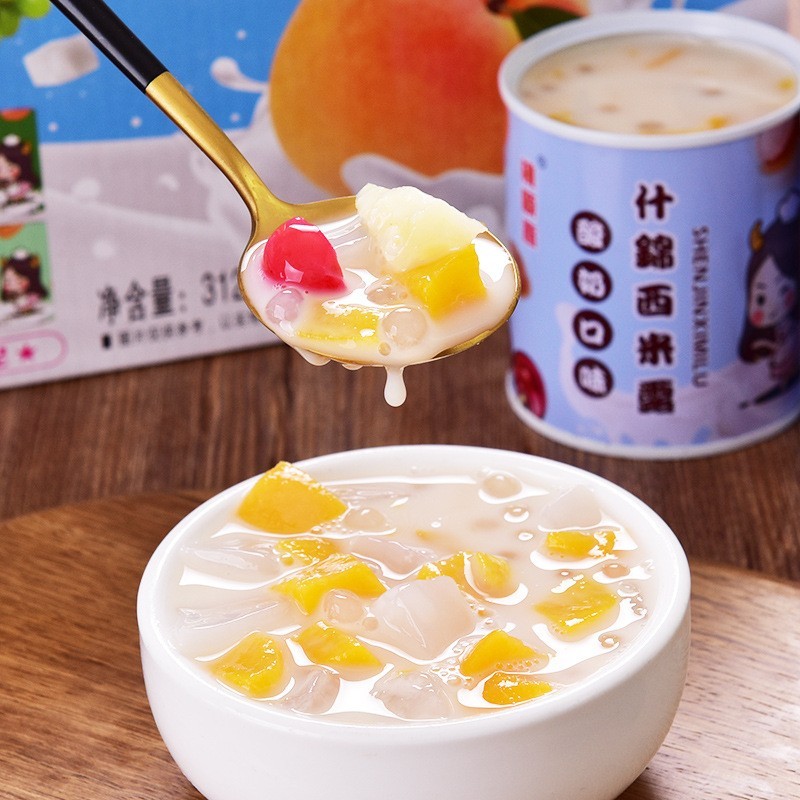 西米露什锦罐头新鲜水果酸奶杂果罐头餐饮午后零食图4