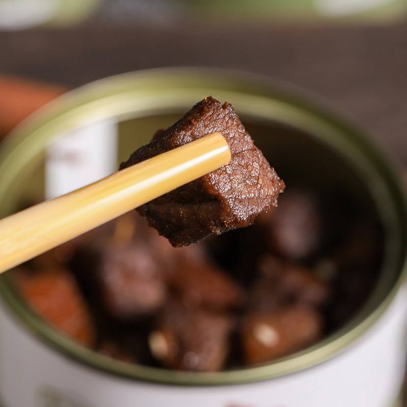 加工定制即食小罐头草原牛肉丁丁牛肉罐头鲜香有嚼劲大块牛肉罐头图5