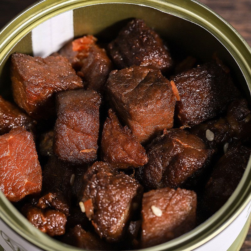 加工定制即食小罐头草原牛肉丁丁牛肉罐头鲜香有嚼劲大块牛肉罐头图4
