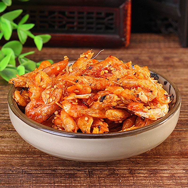 定制即食水产零食海鲜干货香辣小海虾100g袋装下饭菜休闲海虾小吃图5