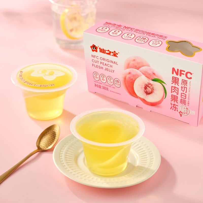 NFC原切白桃果肉果冻布丁0脂肪儿童零食小吃办公室低卡零食图4