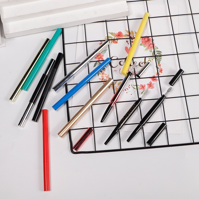 双头自动眉笔硅胶眉刷彩妆描眉雨滴型圆头眉笔管包材化妆品包材图2