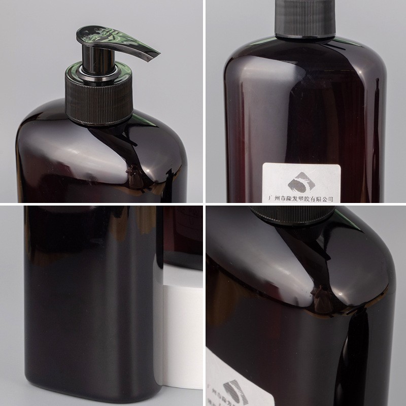 350ml/500mlpet茶色高档洗发水瓶沐浴露洗手液按压瓶洗护包材定制图2