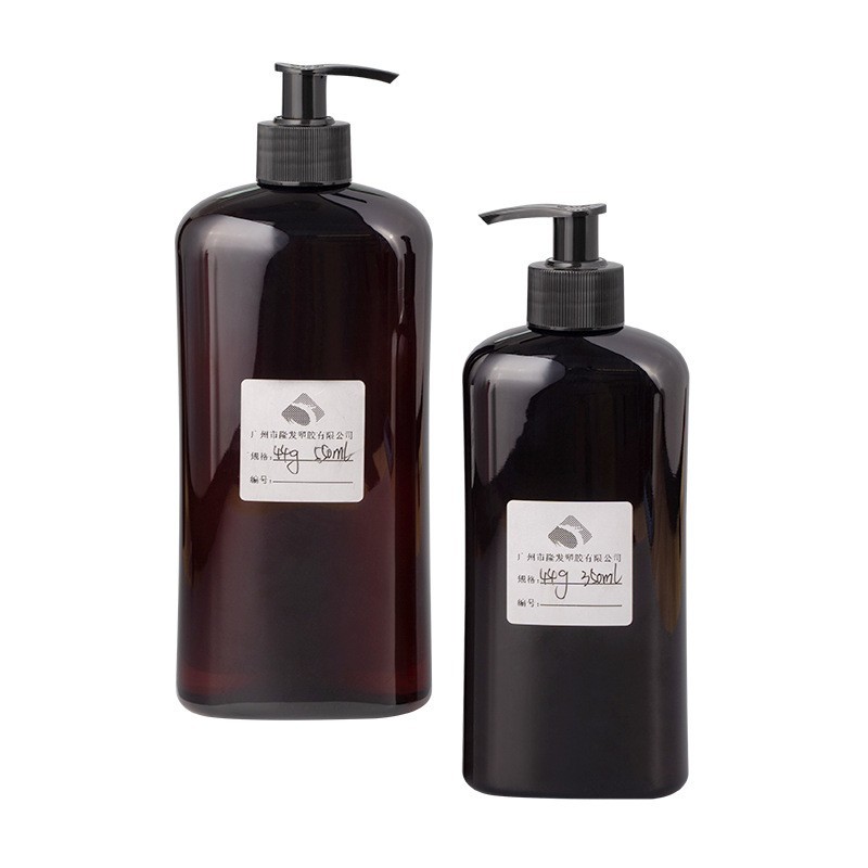 350ml/500mlpet茶色高档洗发水瓶沐浴露洗手液按压瓶洗护包材定制图3
