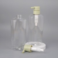 新款500ml六边形发水瓶透明pet按压分装瓶家庭装沐浴露护发素空瓶