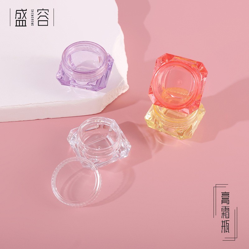 g多色钻石形膏霜瓶眼影瓶腮红瓶包装瓶gpps彩色化妆品小样瓶图4