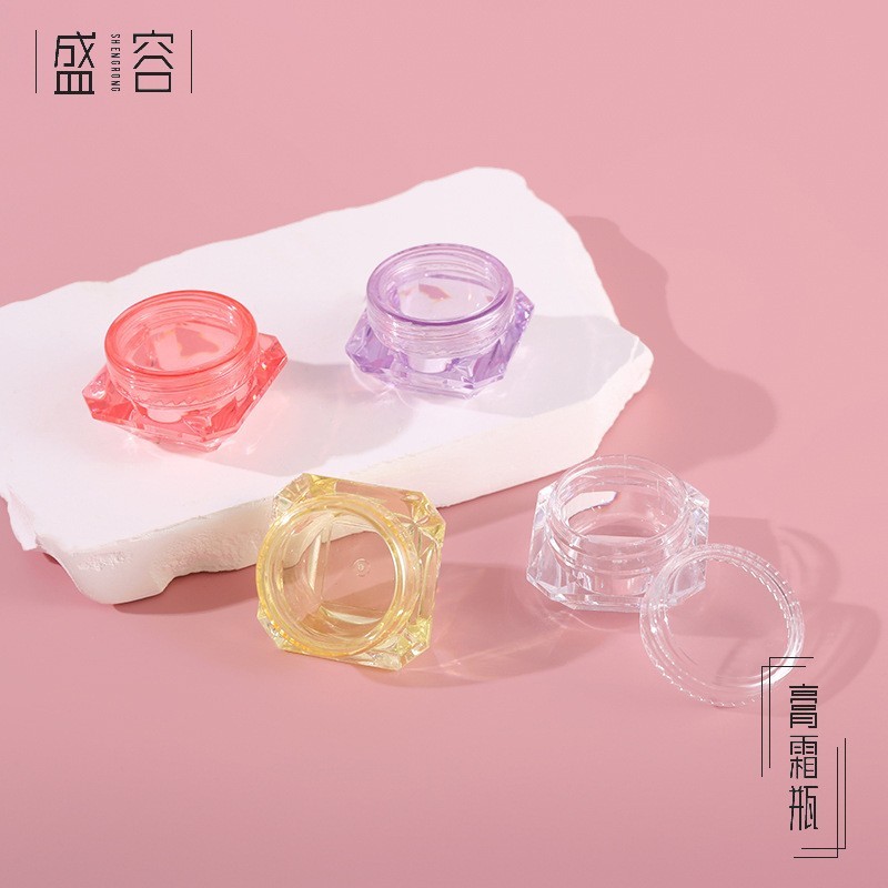 g多色钻石形膏霜瓶眼影瓶腮红瓶包装瓶gpps彩色化妆品小样瓶图3