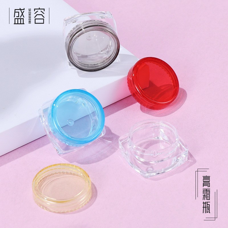 新款5g膏霜瓶眼影盒方形小样瓶透明膏霜盒化妆品分装盒图2