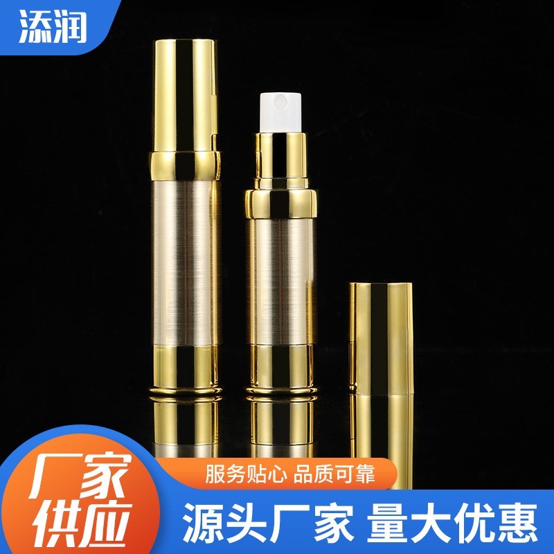 厂家定制电镀金色氧化铝塑料包装护肤品瓶乳液精华泵头真空按压瓶图3