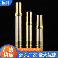 厂家定制电镀金色氧化铝塑料包装护肤品瓶乳液精华泵头真空按压瓶