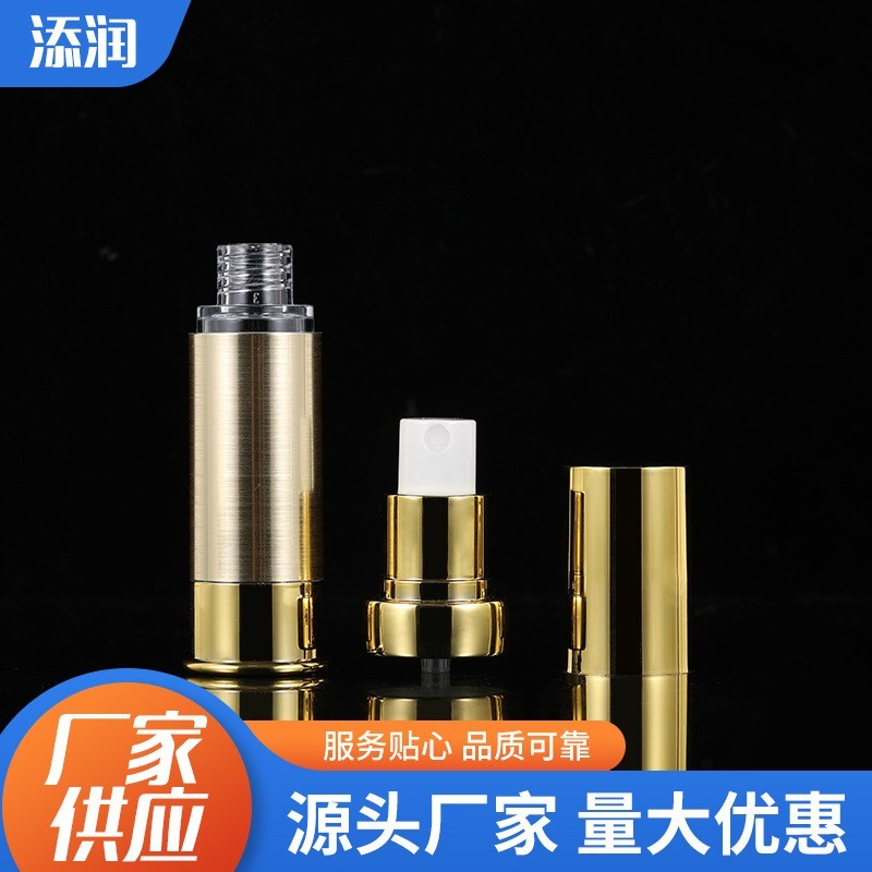 厂家定制电镀金色氧化铝塑料包装护肤品瓶乳液精华泵头真空按压瓶图4