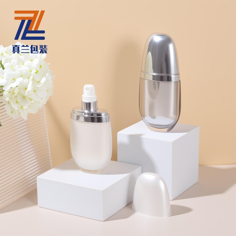 厂家定制扁瓶电化铝泵头亚克力PP塑料膏霜乳液防晒霜护肤品包装瓶图3